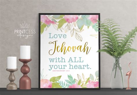 Love Jehovah With All Your Heart Print 8x10 Typography Digital Etsy