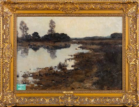 Emile Van Doren Vue Du Pont Vijverzicht Olie Op Doek W