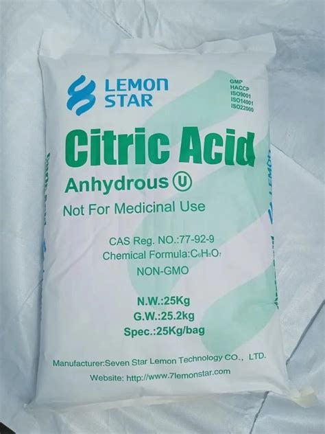 Citric Acid Anhydrous Lemon Star Packaging Type Kg Bag At Rs