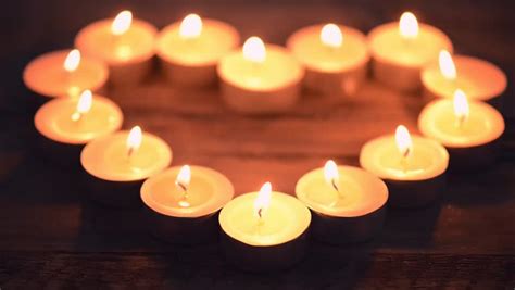 Valentines Hearts Candle On Wooden Background Burning Heart Shaped