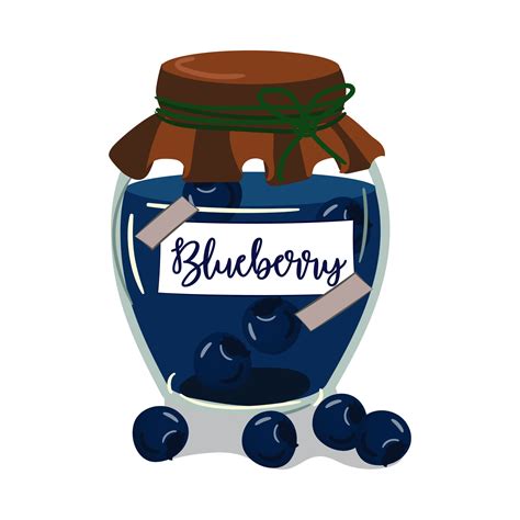 A Jar Of Blueberry Jam Is A Cute Vector Illustration Vintage Glass