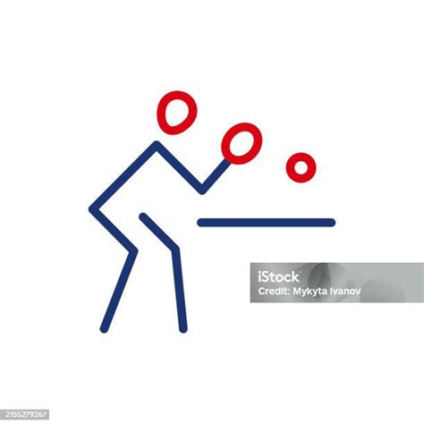 Vector Outline Icon Of An Energetic Athlete Playing Table Tennis The