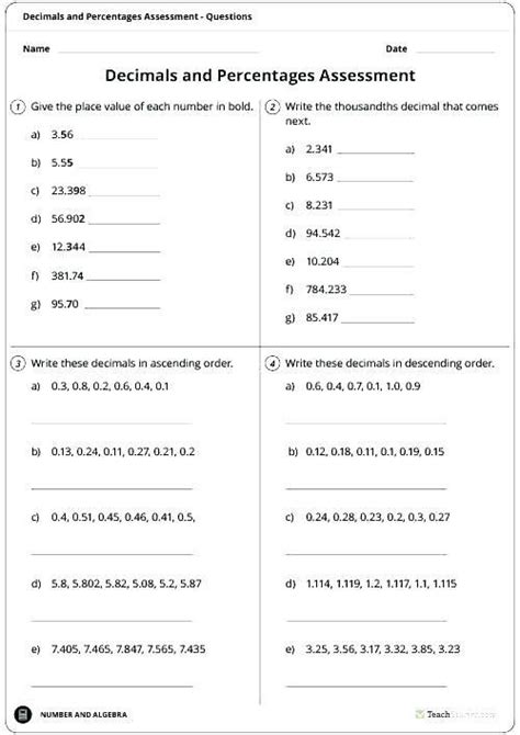 Percentage Worksheets For Grade 6 With Answers