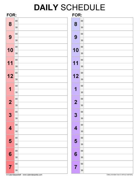 Printable Daily Schedule Chart