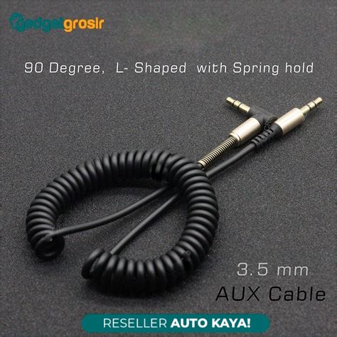 Jual Kabel Aux L Shape 3 5mm Jack HP Audio 1 Meter Spiral Anti Kusut