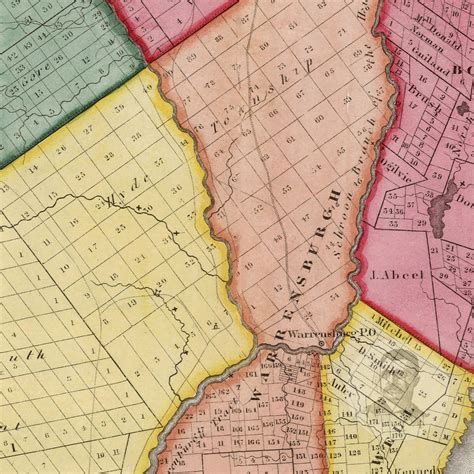 Warren County New York Vintage Map From 1840 Old County Map Etsy Uk