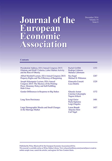 Overview Journal Of The European Economic Association Wiley Online Library