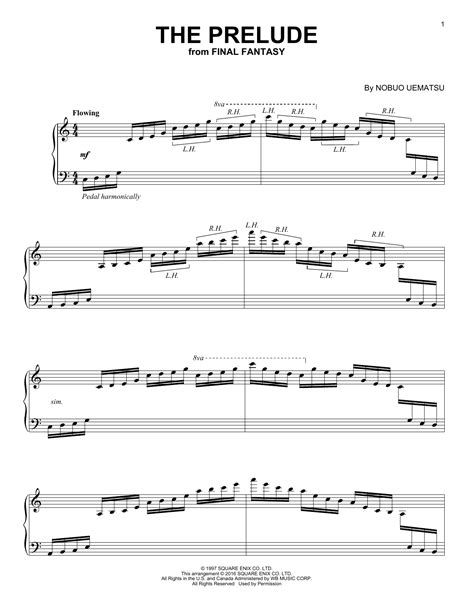 The Prelude From Final Fantasy By Nobuo Uematsu Sheet Music For Piano