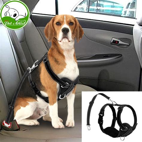 Reflective Mesh Nylon Dog Harness With Safety Car Seat Strap Soft ...