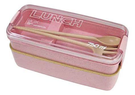 Pote Marmita 2 Andares 750ml Ecológica Lunch Box C Talheres