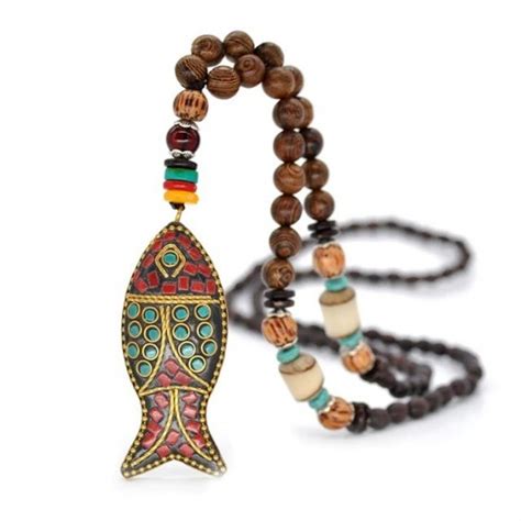 Ethnic Nepal Wood Beads Necklace