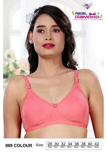 Non Padded Cotton Blend Regular T Shirt Mold B Cup Bra Color Plain At