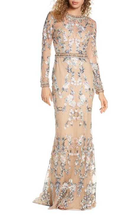 Mac Duggal Embellished Long Sleeve Lace Gown Nordstrom