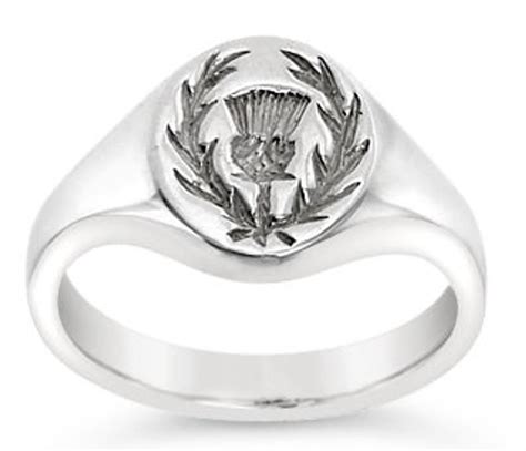 Sterling Silver Oxford Oval Scottish Thistle Signet Ring Etsy