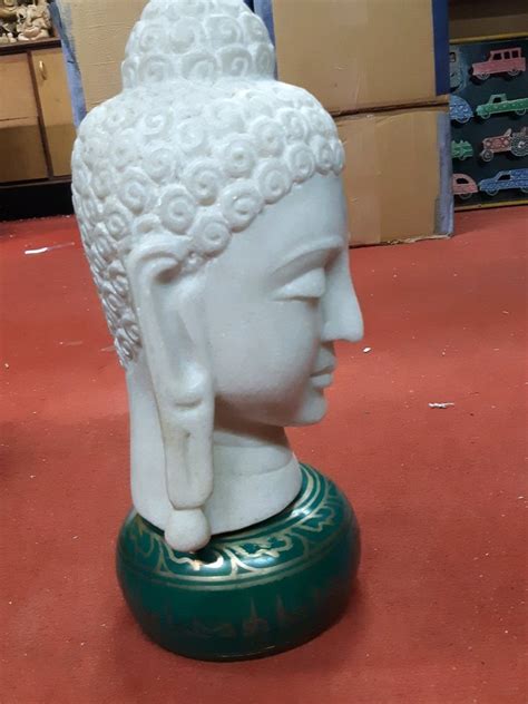 Jaipurcrafts White Marble Buddha Head Statue Sizedimension 12 Inches