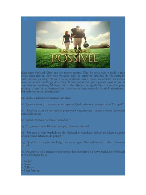 Resumo Do Filme Um Sonho Possivel - Análise do Filme "Um Sonho Possível" | PDF