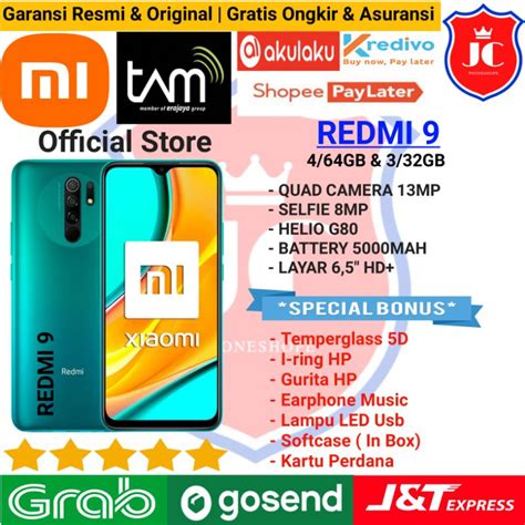 Jual XIAOMI REDMI 9 RAM 4 64GB 3 32GB GARANSI RESMI TAM XIAOMI