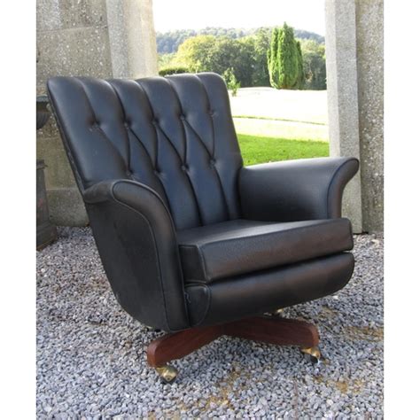 G Plan Swivel Lounge Chair The Most Comfortable Chair In The World With Button Back Black Vinyl U