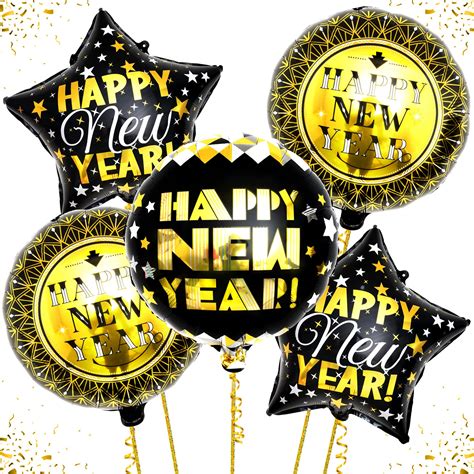 Buy Katchon Black And Gold Happy New Years Balloons Inch Pack Of