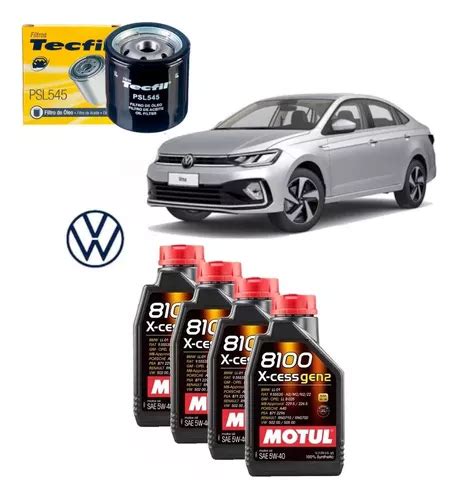 Kit Troca De Óleo Motul 8100 5w40 Vw Virtus 1 0 Tsi Psl545