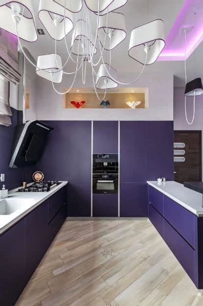 Purple Kitchen White Cabinets Things In The Kitchen