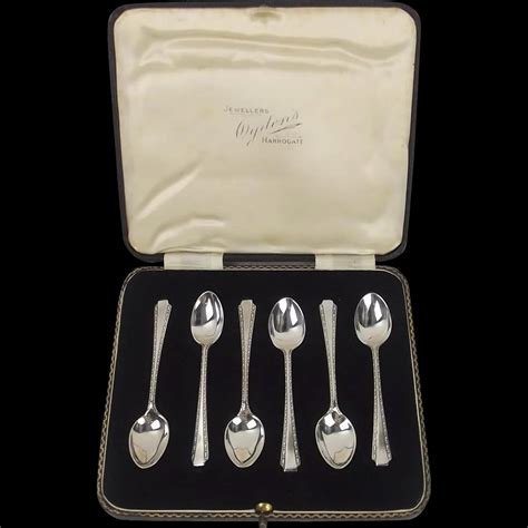 Cased Set Of Six Silver Coffee Spoons Sheffield Sally Antiques