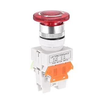 Uxcell 22mm Mounting Latching Emergency Stop Push Button Switch AC250V