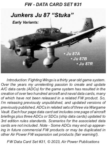 Fighting Wings ADC set #31, Early Ju 87 Stuka variants - Airpower Publications J.D. Webster ...