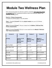 02 08 MODULE WELLNESS PLAN Pdf Module Two Wellness Plan Fill In All