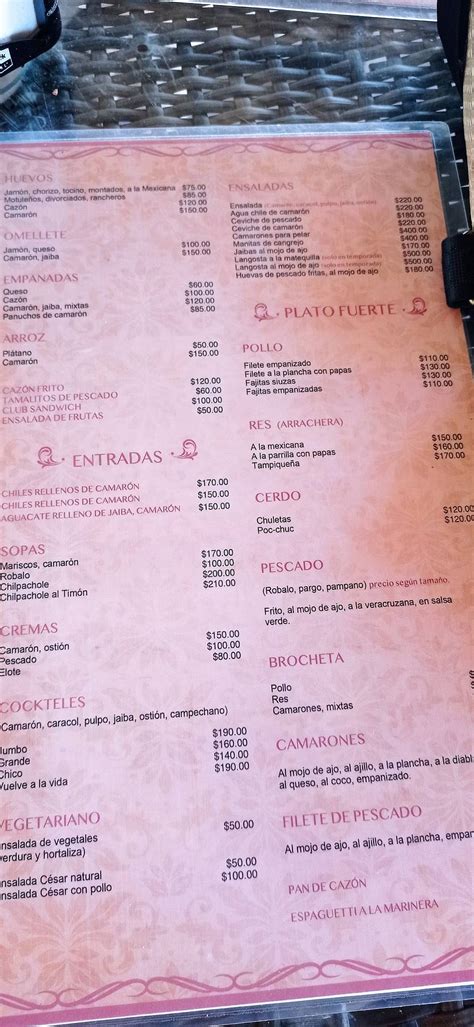 Carta de Restaurante El Timón Champoton