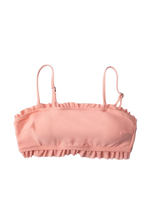 Bandeau Bikini Oberteil mit Rüschen in Pfirsich Rosa Cupshe Deutschland