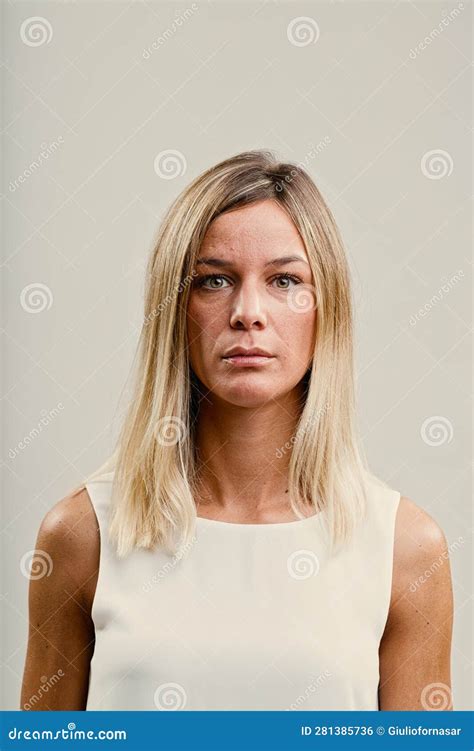 Clear Eyed Blonde Stern Intelligent Stock Photo Image Of