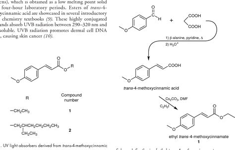 Figure 1 From Two Step Semi Microscale Preparation Of A Cinnamate Ester