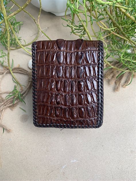 Double Side Genuine Alligator Hornback Skin Bifold Wallet Men Etsy