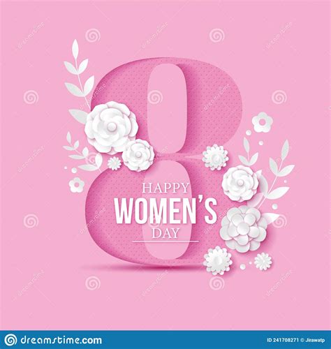 8 March Greeting Card For International Womens Day 3d Paper Cut Number