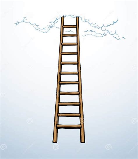 vector drawing  high ladder  clouds stock illustration