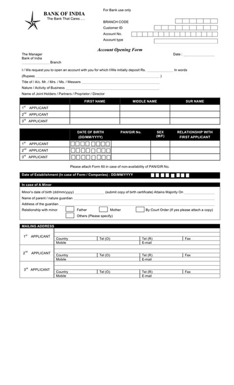 Bank Account Opening Form Template In Word And Pdf Formats Riset