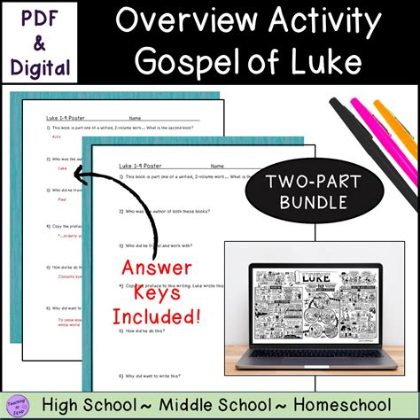 Summary of the Gospel of Luke Bible book overview activity BUNDLE ...