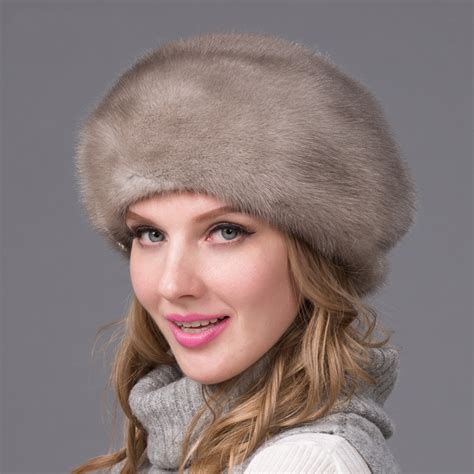 Real Mink Fur Hat Winter Women S Hat With Diamond Brown Mink Fur Cap