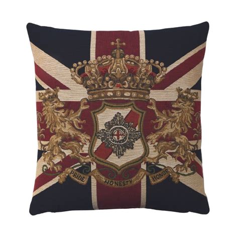 Union Jack Crest Tapestry Cushion 46x46cm 18x18