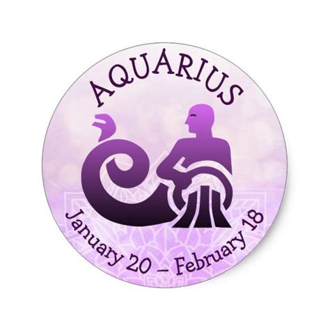 Aquarius Horoscope Astrology Zodiac Sign Classic Round Sticker Aquarius