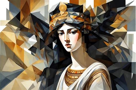 Premium Photo | Portrait of the ancient Greek woman Polygonal illustration