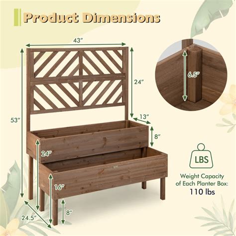 2-Tier Raised Garden Bed with Trellis - Costway