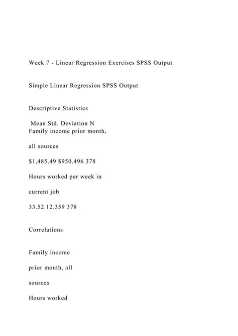 Week Linear Regression Exercises Spss Output Simple Docx