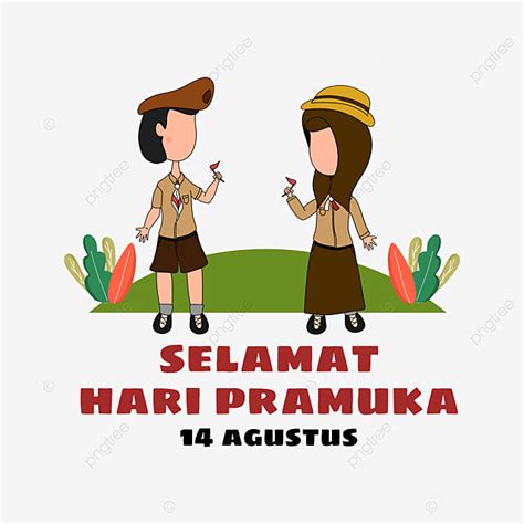 Dise O Selamat Hari Pramuka Con Ilustraci N De Ni O Y Ni A Con Uniforme