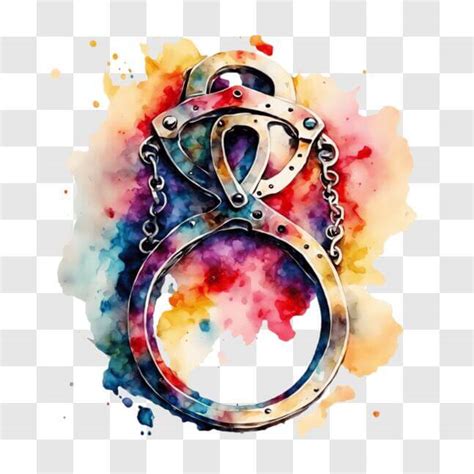 Download Colorful Handcuff Ring Painting With Watercolor Splashes Pngs