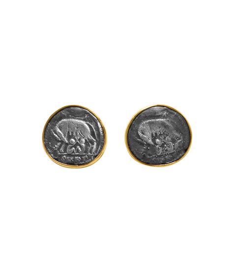 Romulus & Remus Coin Studs Gold – Eduardo Sanchez Jewerly Store