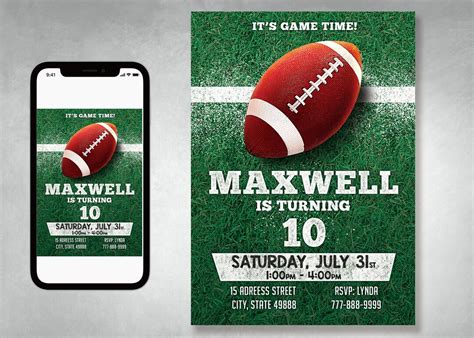 Football Party Invitation, Football Birthday Invitation Printable ...