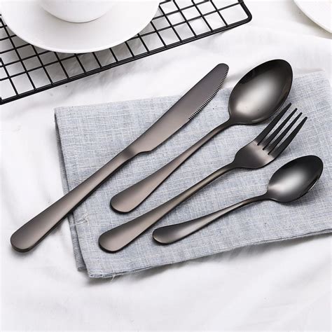 Wholesale Black Cutlery Set Stainless Steel Dinnerware Tableware