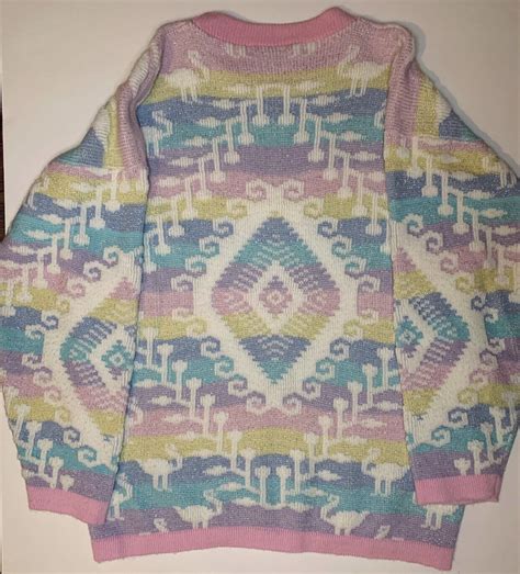 Vintage Pastel Flamingo Sweater Rose Kawaii Fairy Kei Gem